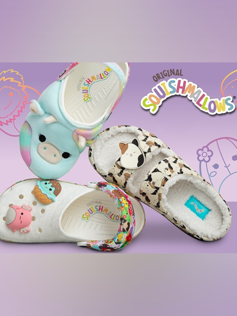 CROCS x SQUISHMALLOWS | White Clog Shoes with Colorful Character Jibbitz - Picture 11 of 12